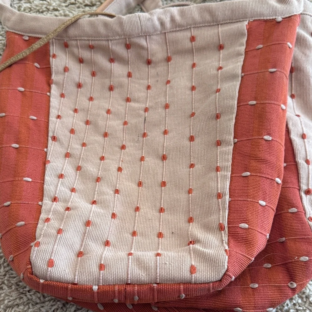 Mercado Global Rosa Tote Hand Woven Artisan Ginger Cream Boho Cotton Bag